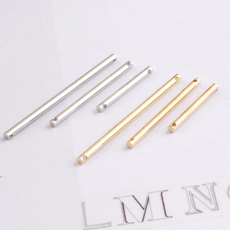 50pcs Copper Material Small sticks charms Simple Bar long Strip charm for necklaces link Pendant for DIY Necklace