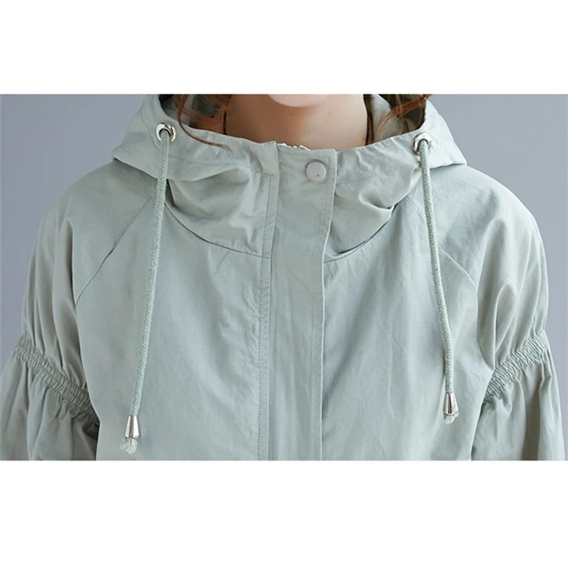 

Oversized Trench Coat Women 2019 Spring Hooded Windbreaker Coats Students Casual Tops Plus size 5XL Trench 150kg can wear A2840