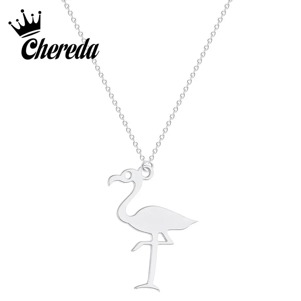 

Chereda Cute Bird Chain Necklace for Women Classic Gold Animal Lover Long Chain Link Necklaces Crane Shape Jewelry