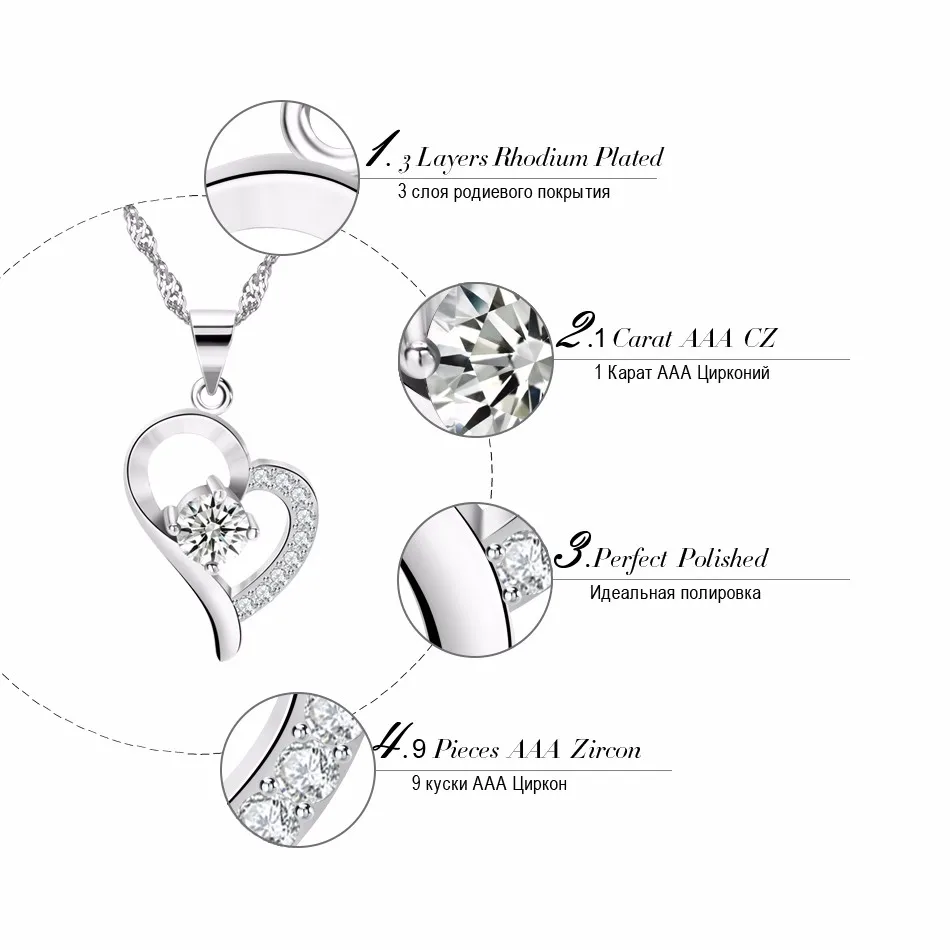 ORSA JEWELS серебряное ожерелье в форме сердца с кристаллами, вставленное серебряным цветом, женские украшения на День святого Валентина, подарок любителю ON19