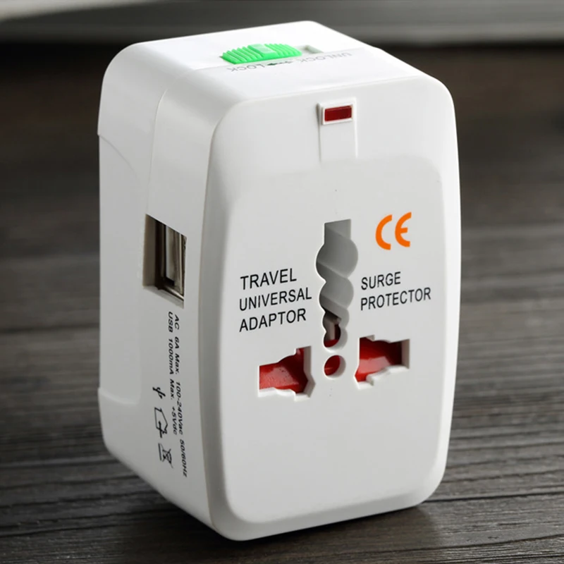 Универсальный адаптер с 2 USB портами для путешествий универсальное зарядное