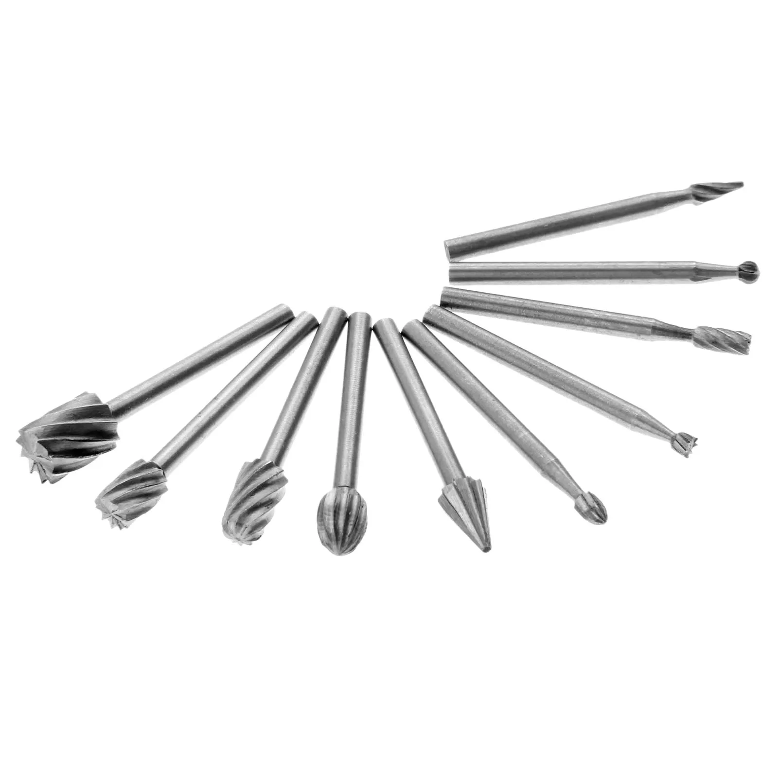 10-Piece 1/8 HSS Routing Router Drill Bits Set for Dremel Carbide Rotary Burrs - Wood, Stone, Metal Root Carving Milling Cutter Tools image 3