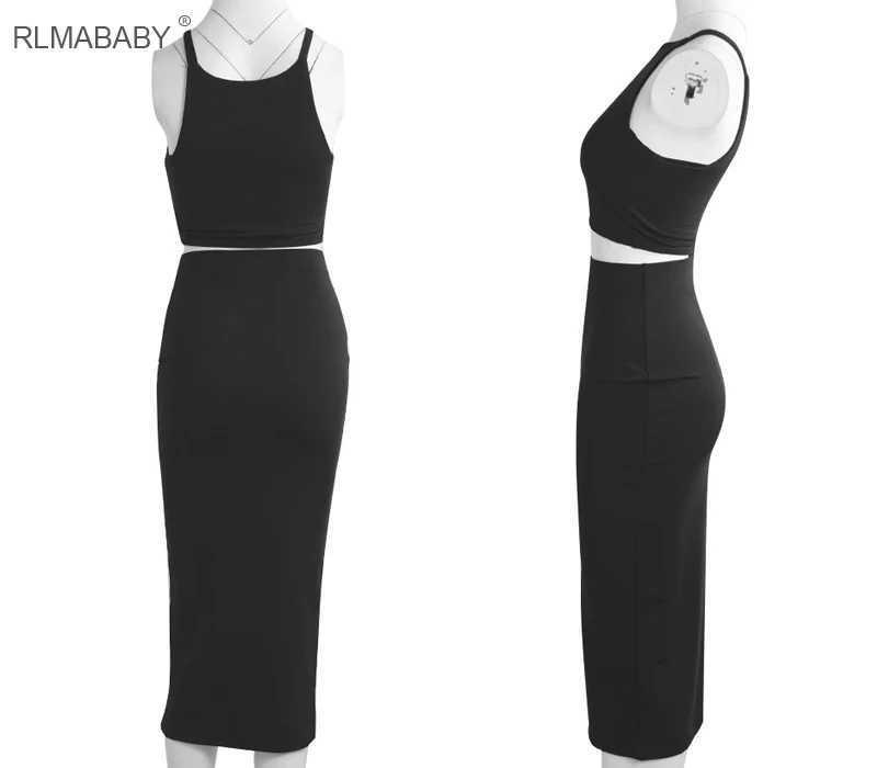 Rlmaaby сексуальное облегающее платье без рукавов с круглым вырезом, облегающее платье для ночного клуба, комплект из 2 предметов, платье миди, обтягивающее офисное женское красное платье Vestidos