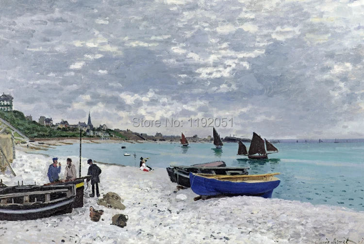 

Пейзаж, живопись, холст, искусство, домашний декор, Клод Моне-The Beach at Sainte-обращение c.2.