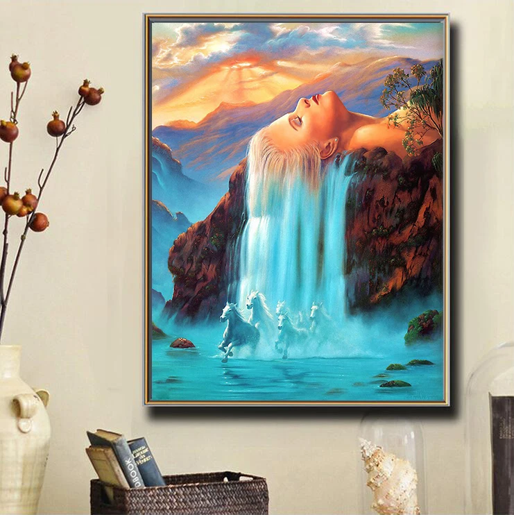 5D DIY Алмаз Картина лошадь водопад красоты вышивка полный круговой алмазной