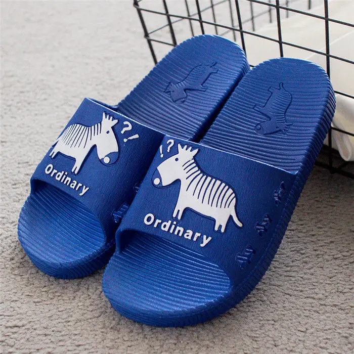Navy Blue Летние тапочки для маленьких мальчиков и девочек; Детские милые тапочки с рисунком зебры; Домашние пляжные шлепанцы для ванной; Вьетнамки для малышей; TZLDN - Цвет: Navy Blue