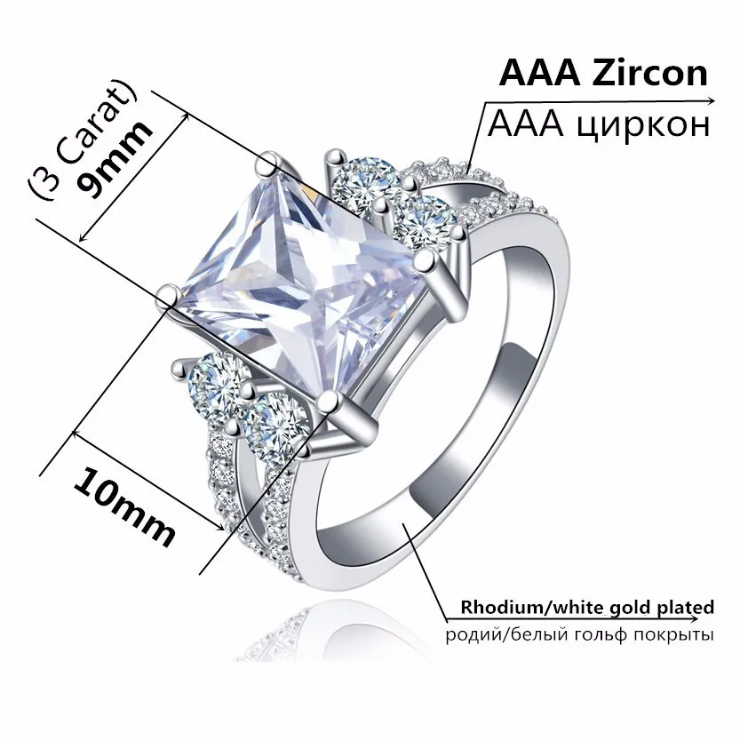 MDEAN, ювелирные наборы, квадратный AAA циркон, обручальное Винтажное кольцо+ серьги, модные аксессуары, роскошные свадебные украшения, размер 6, 7, 8, 9, 10