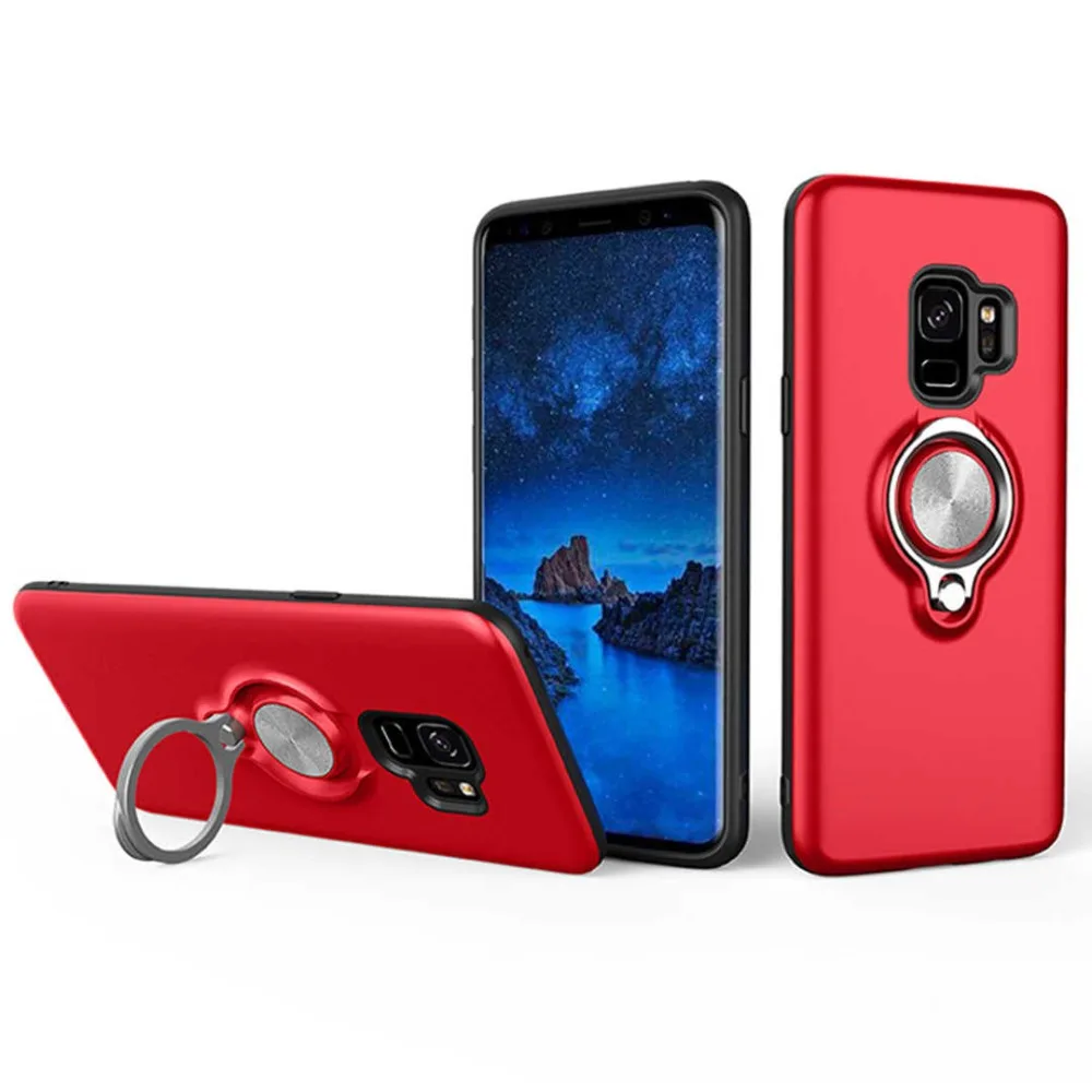 IMIDO Magnetic Phone Case For Samsung Galaxy Note9 8 S9 S8 Plus S7 Edge A8 2018 Hide Ring Stand Holder TPU Back Cover Coque Capa | Мобильные