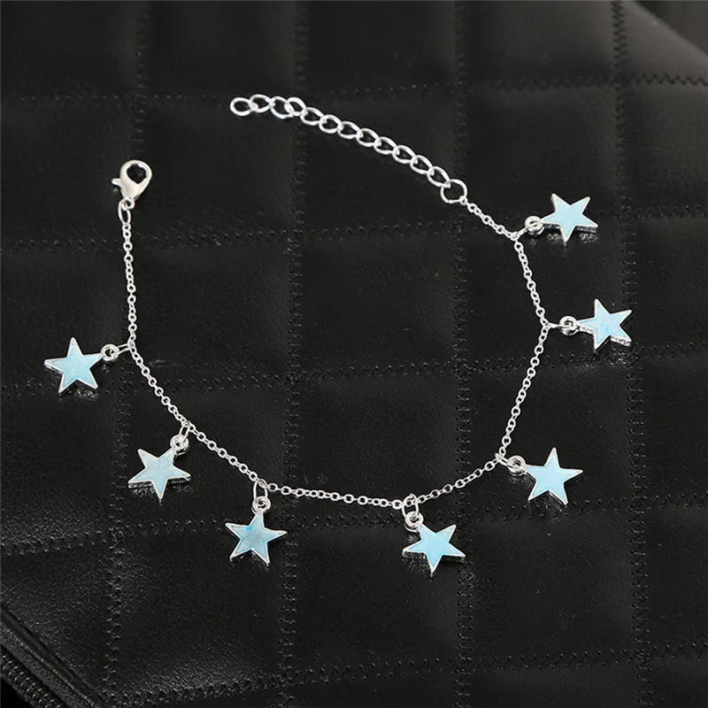 Romad Luminous Heart Star Pendant Anklets For Women Trendy Ankle Bracelets Sandal Sexy Beach Leg Chain Jewelry | Украшения и