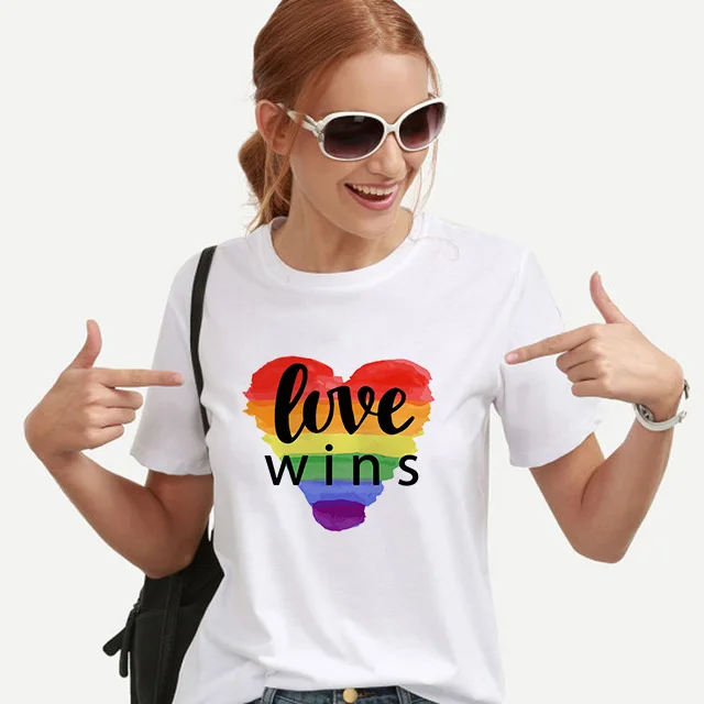 Женские футболки Rainbow Love Wins Женский Топ Is для лесбиянок Радужный футболка Kawaii Femme