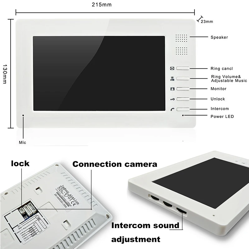 Видео-телефон двери внутренной связи Системы 7 дюймов Проводной видео-дверной
