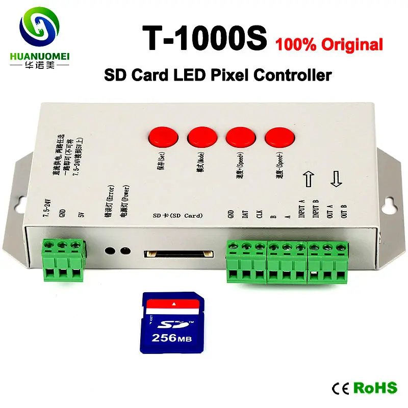 T 1000S SD карты светодиодный контроллер пикселей DC5 24V Выход сигнала SPI Макс 2048