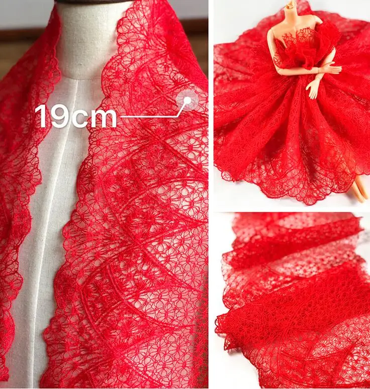 Аксессуары для одежды 1 метр красная кружевная ткань с золотой сеткой отделка