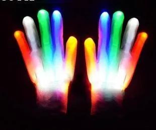 Многоцветный Пара цветные светодиодные перчатки Rave светильник Finger светильник ing мигающие перчатки унисекс скелетная перчатка - Цвет: Многоцветный