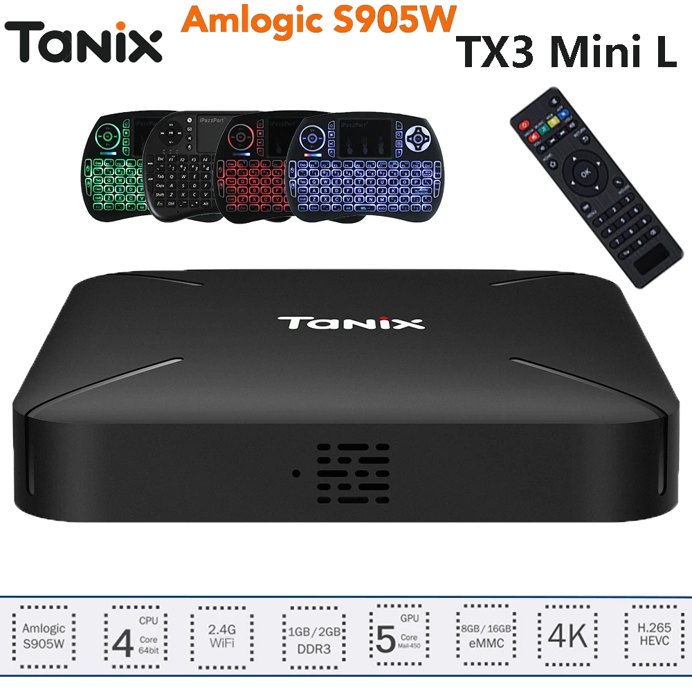 ТВ приставка Tanix TX3 Mini L Amlogic S905W Android 7 1 ГБ ОЗУ 8 Гб ПЗУ 2 16 4G Wi Fi 100 Мбит/с поддержка 4K