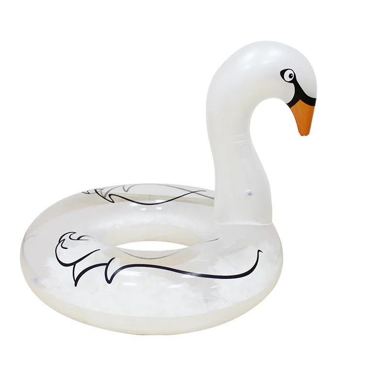 

Гигантский надувной лебедь, 110 см, плавающий лебедь, прозрачная белая круглая плавающая трубка, круг плота для взрослых и детей, HA085