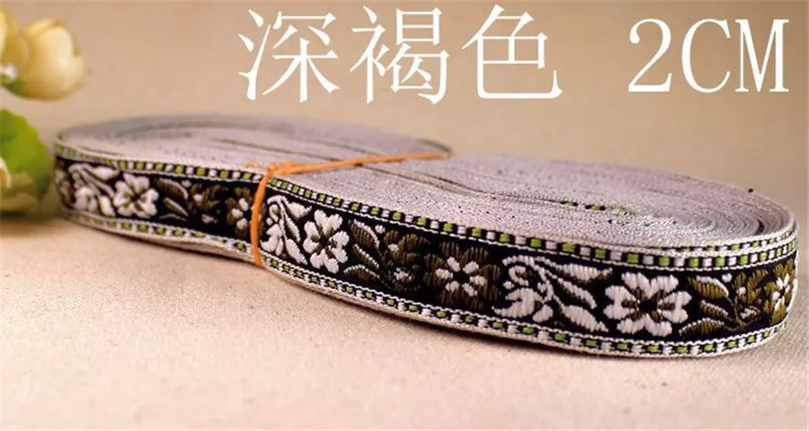 20 ярдов * 2 см жаккардовая национальная Ретро кружевная лента красный синий и