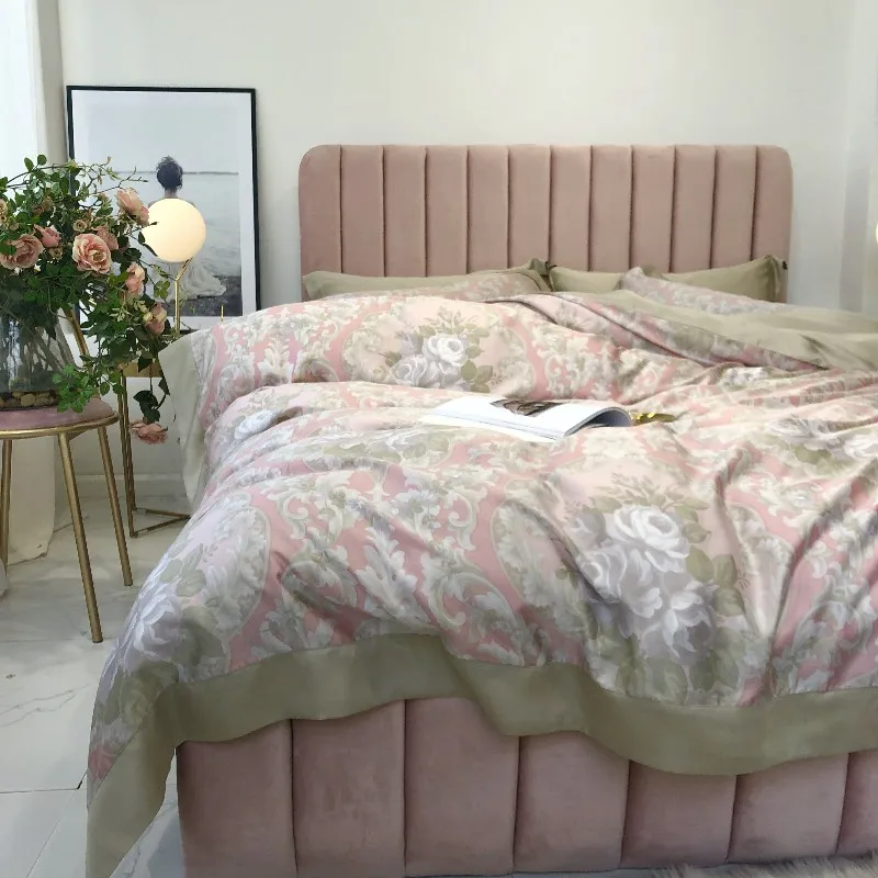 Летний тенсель шелк Boho Роскошные наборы постельных принадлежностей queen King Размеры пододеяльник простыня установлены ropa де Кама jogo де Кама