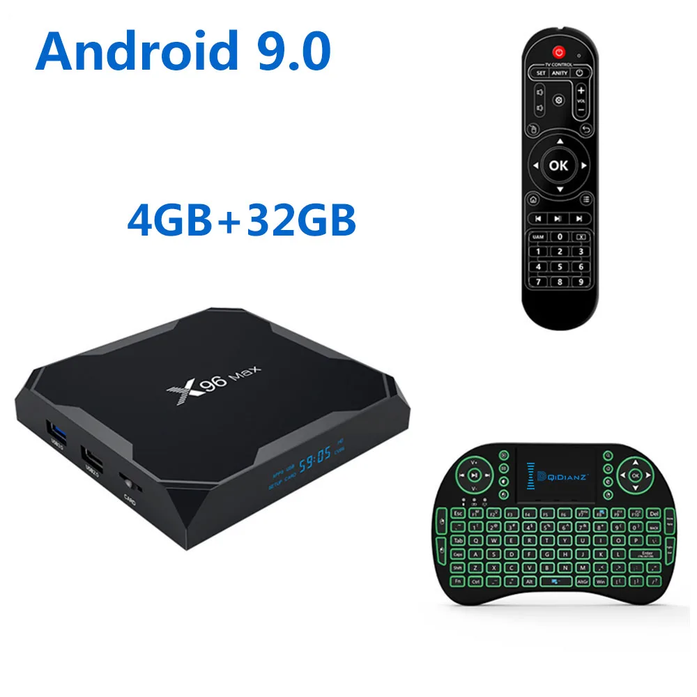 9.0 4G 32G Keyboard X96 Max Smart tv box Android 9,0 2,4G/5G Wifi Bluetooth 4,0 S905X2 Четырехъядерный 4K Netflix плеер X96max телеприставка - Цвет: 9.0 4G 32G Keyboard