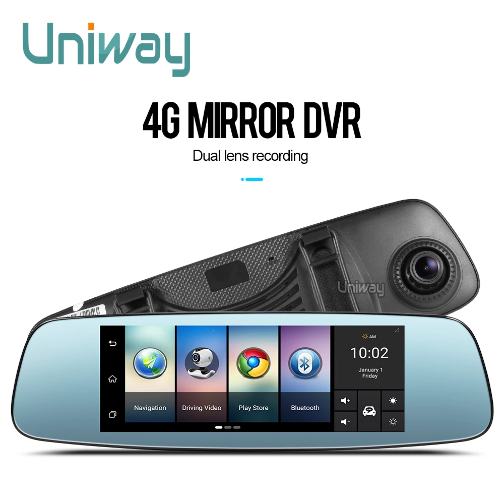 Uniway 7 &quotсенсорный экран 4G Автомобильное Зеркало dvr Автомобильная камера gps Bluetooth