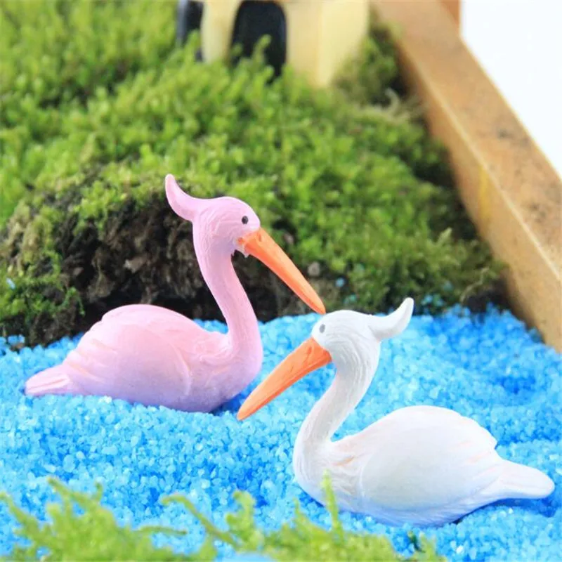 2 шт. фигурка Фламинго Миниатюрный декоративный волшебный сад статуя животного