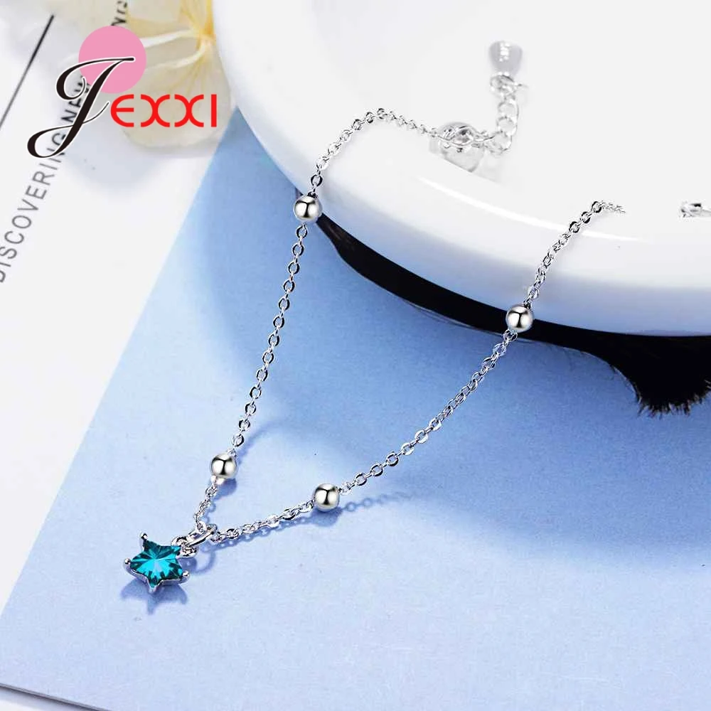 New Summer Elegent Simple Temperament Star 925 Sterling Silver Blue Cubic Zirconia Bracelet For Women Wedding Party Gift | Украшения и