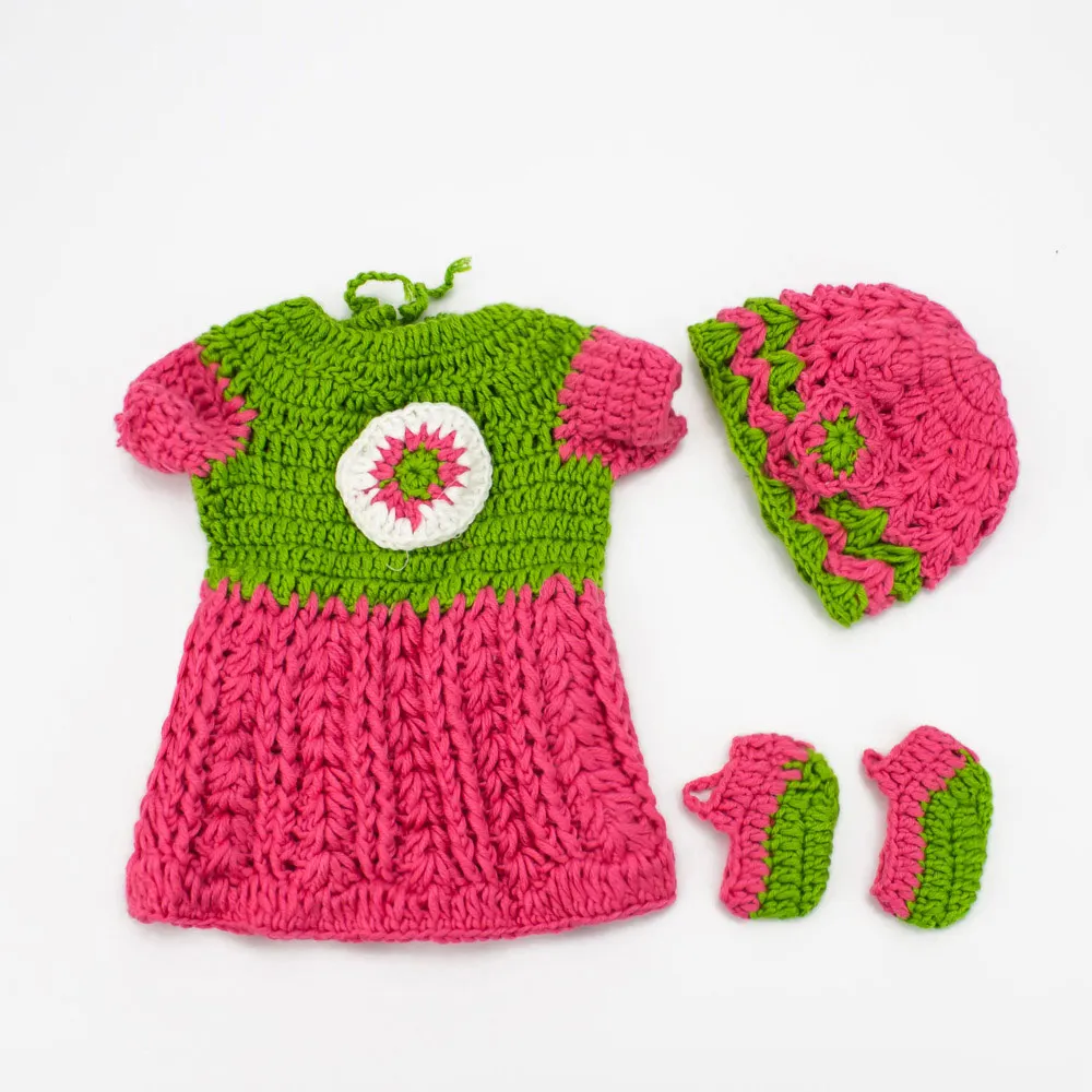 NPKDOLL Reborn baby наряд 16 дюймов 45 см куклы вязать розовый фиолетовый кукла шляпа милые аксессуары близнецы дети Рождественский подарок - Цвет: Red Suit