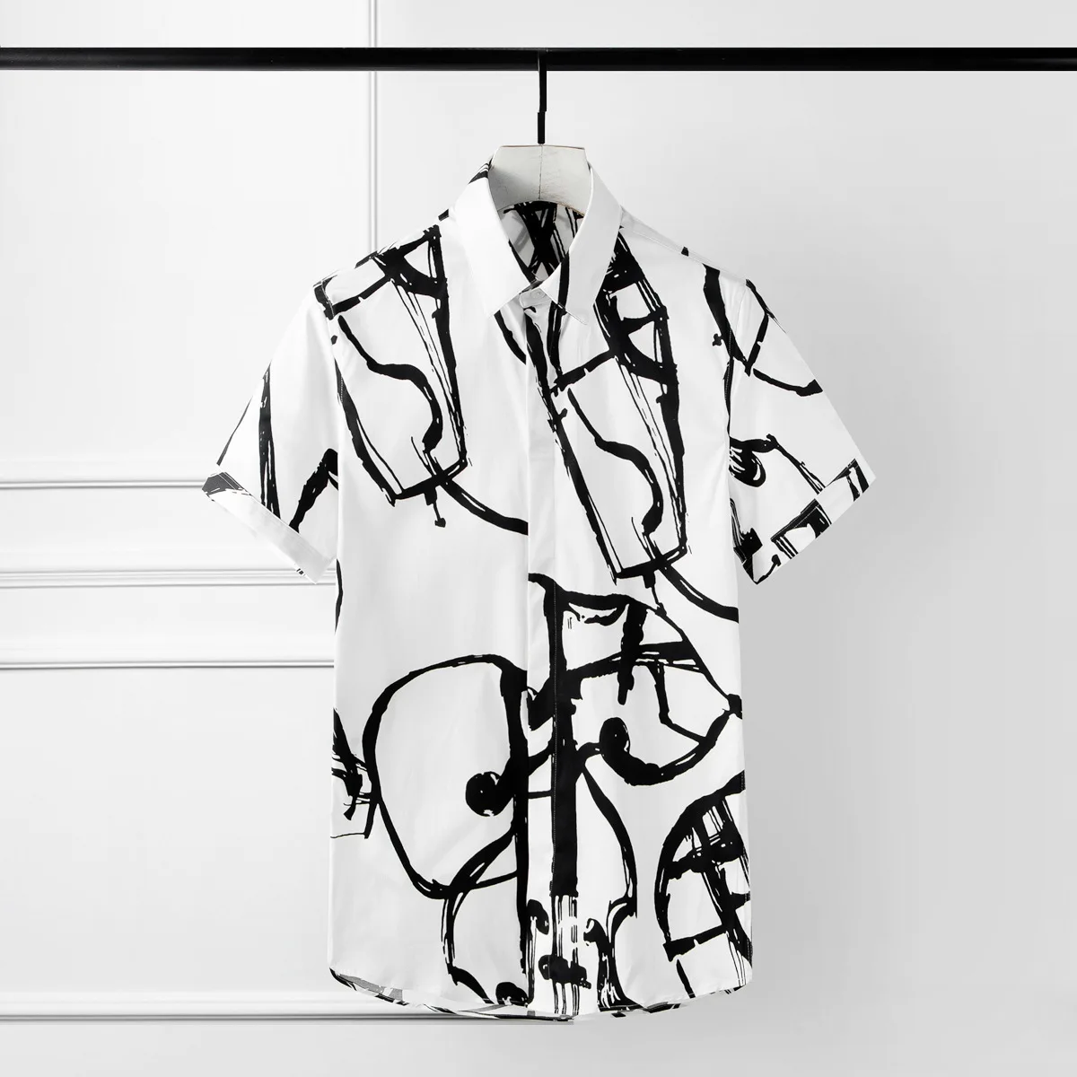 Мужские летние рубашки из 100% хлопка с цифровым принтом мужские коротким рукавом