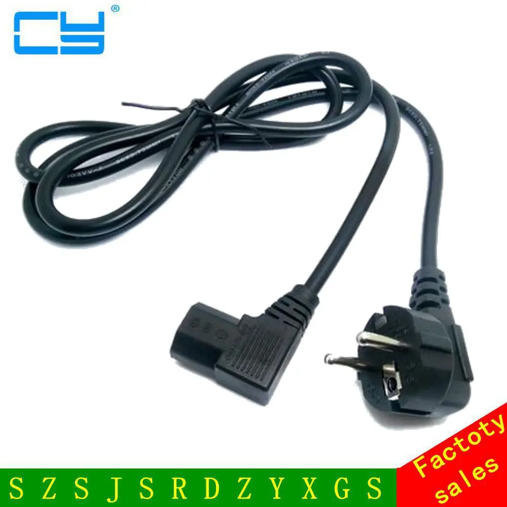 

1.5M C13 IEC Kettle 90 Degree to European 2 pin Round AC EU Plug Power Cable Lead Cord PC