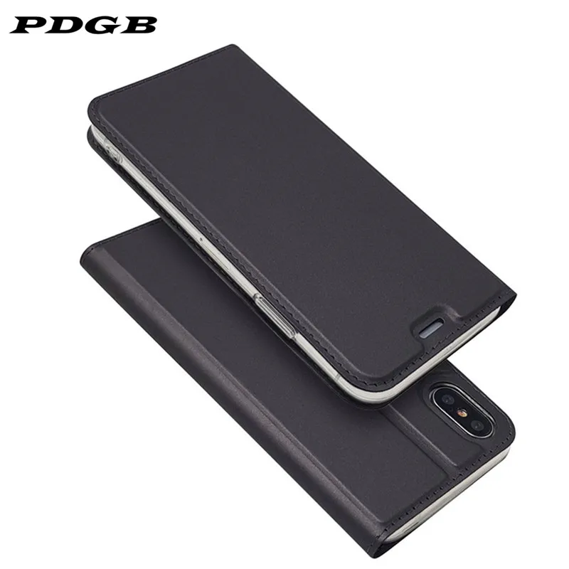 Флип чехол PDGB кожаный для iPhone XR Xs Max X Coque Case i5 5 SE 5s 6 6s Plus 7 8 роскошный книжка