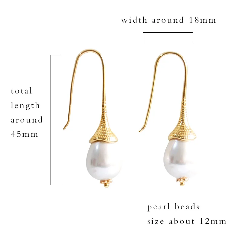 gold fashion jewelry drop dangle earrings shell pearl handmade designer for women gift colorful statement | Украшения и