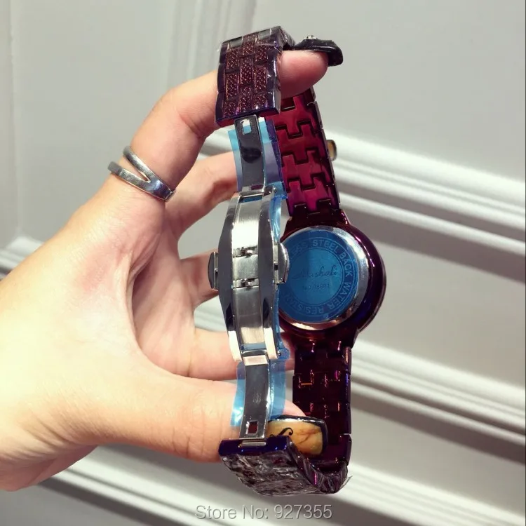 Женские наручные часы из нержавеющей стали с блестящим вращением и большим