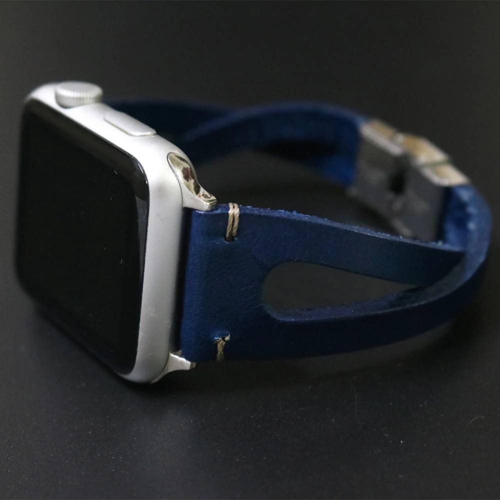 Ремешок ручной работы из воловьей кожи для Apple Watch 38 мм 40 Series 1 2 3 4 5 браслет iWatch 42 44