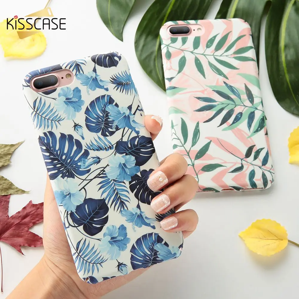 KISSCASE чехол для iPhone 6 7 8 Plus цветочным узором жесткий PC Обложка X S плюс coque Capinhas