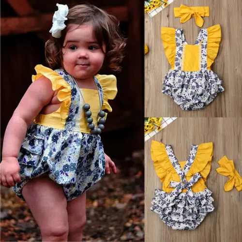 PUDCOCO US/комбинезон с цветочным рисунком для новорожденных девочек комбинезон +