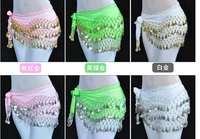 1 piece 3 rows 128 gold coins belly dance costume hip scarf skirt belt wrap waist new brand