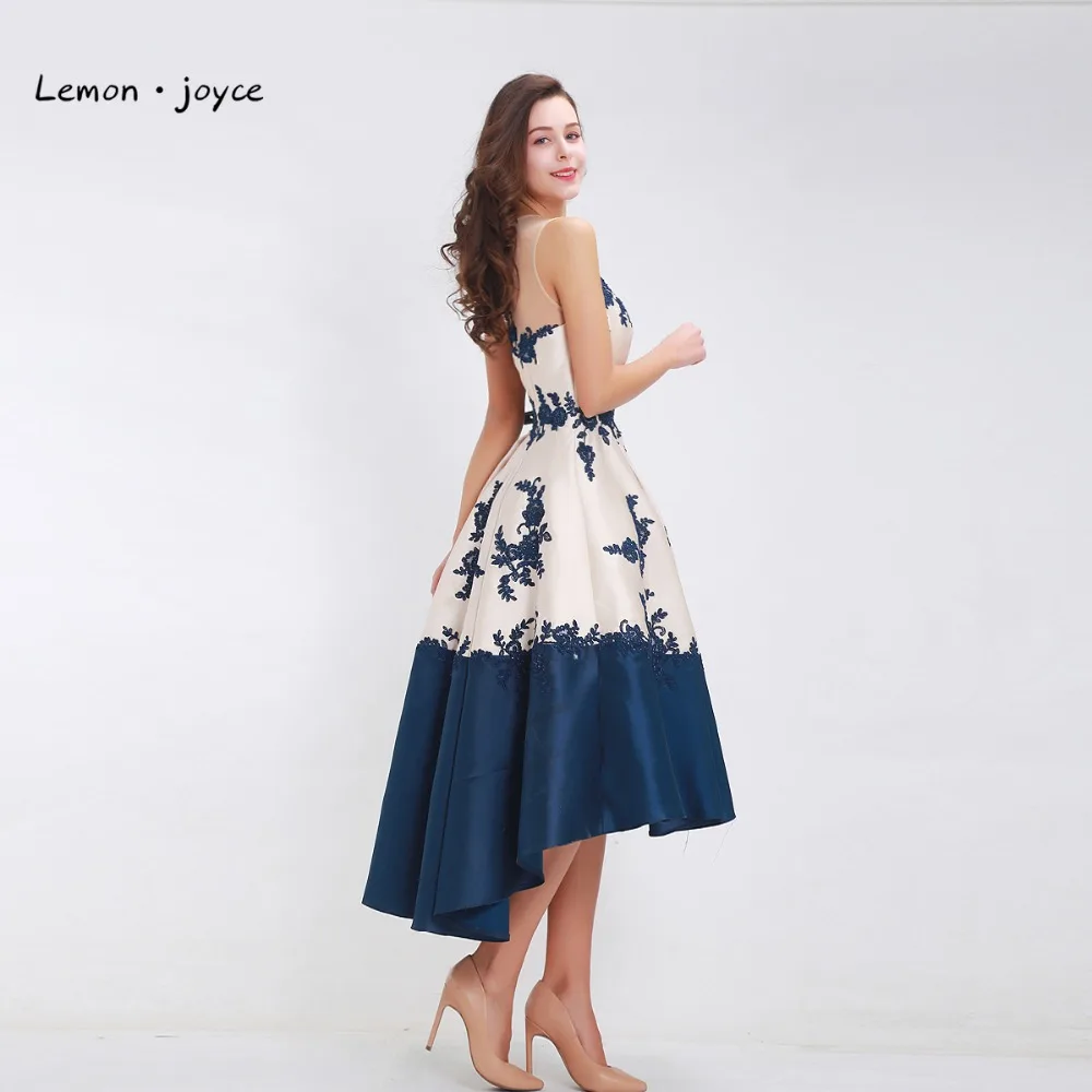 Elegant Prom Dresses 2020 O-neck Sleeveless See-through Contrast Color A-Line High Low Party Gowns Plus Size | Свадьбы и торжества
