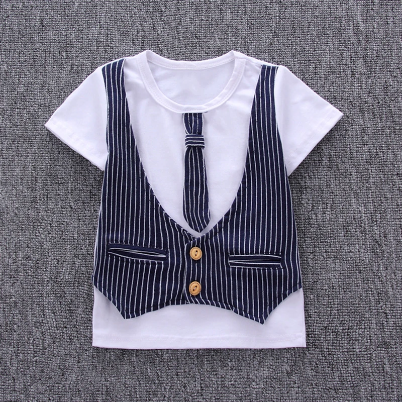 Humor Bear/Модная детская одежда с имитацией двух предметов летний костюм короткими