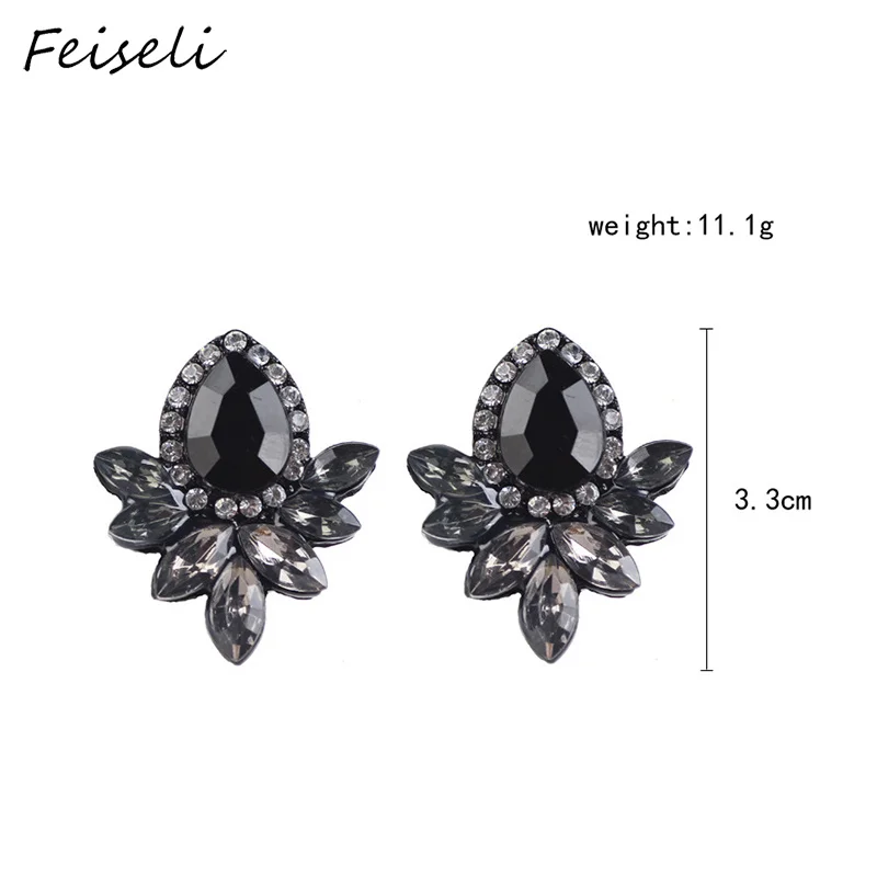 Feiseli винтажные серебряные цветные черные Кристальные серьги из горного хрусталя
