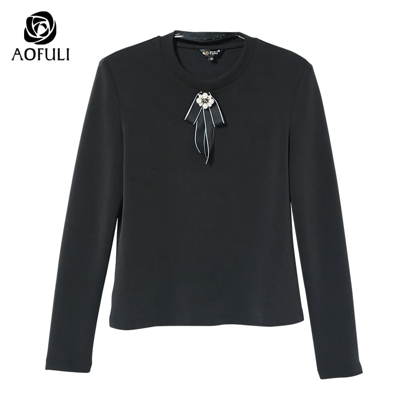 L/XL/4XL Классический женский черный Свитшот с длинным рукавом короткий топ