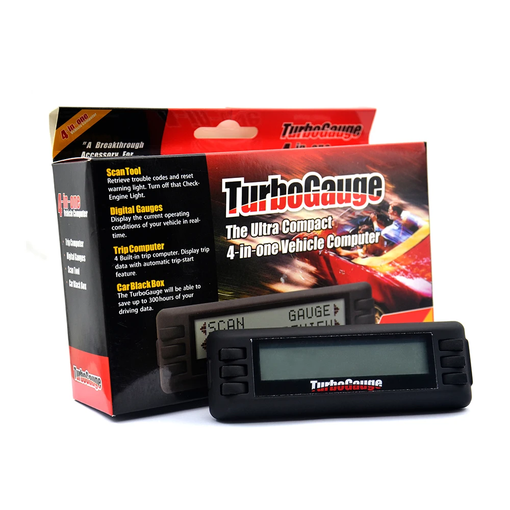 Новейшая модель Turbogauge 4 в 1 автомобиля компьютер OBDII/EOBD (система бортовой
