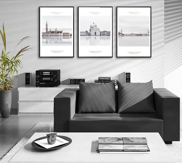 Nordic Minimalist Famous Architectural Decoration HD Prints Unframed Paintings Living Room Wall Art Modular Picture | Дом и сад