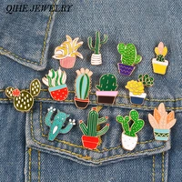 qihe jewelry cactus pins collection succulent plants brooches cactus badges pins for plant lady plants jewelry