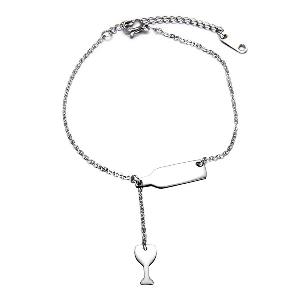 bracelet1 OBSEDE, Женское Ожерелье из титановой стали, никогда не выцветает, ожерелье для женщин, набор для любителей вина, серебро, розовое золото, 316L, нержавеющая сталь - Окраска металла: bracelet1