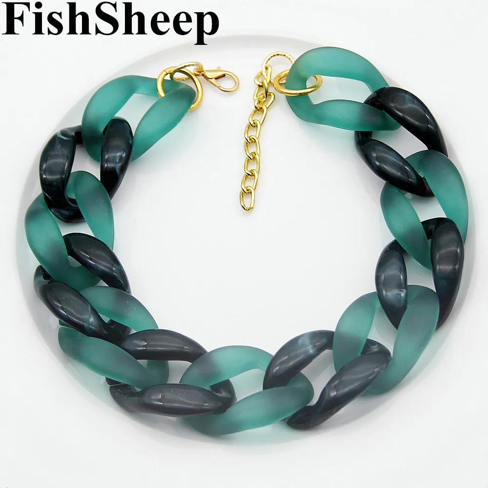 Женское массивное акриловое ожерелье FishSheep чокер матового цвета из смолы длинная