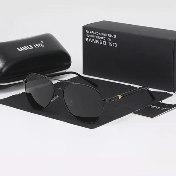 black Брендовые HD поляризованные солнцезащитные очки UV400 для мужчин и женщин, крутые модные очки для глаз, солнцезащитные очки с аксессуарами для вождения, авиационные очки - Цвет линз: black