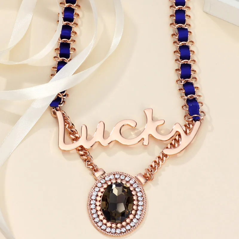 Neoglory австрийские стразы и кристаллы длинное ожерелье с подвеской буквенным