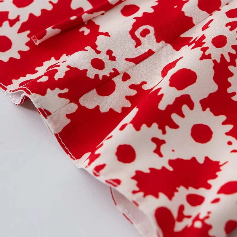 Летние топы 2021 богемный принт красное сердце укороченный Топ для женщин