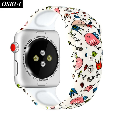 Pattern 3 Silcone Ремешок для Apple watch 4 44 мм 40 мм ремешок для часов iwatch 3 2 1 узор спортивный браслет на запястье 42 мм 38 мм аксессуары - Цвет ремешка: Pattern 3