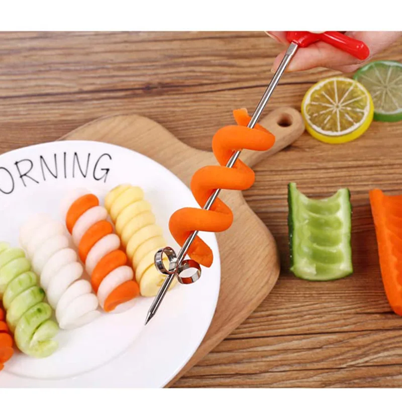 TAOXIBEI 1pc Manual Spiral Screw Slicer Plastic PP + Steel Wire Potato Carrot Cucumber Vegetables Knife Kitchen Tools |